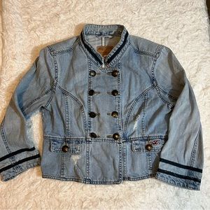Hollister Distressed Crop Jean Jacket- Large